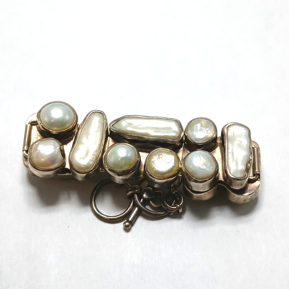 ✨ Sterling Silver & Biwa Pearl Bracelet – Elegant, Unique, Adjustable 6–8” - Picture 9 of 9